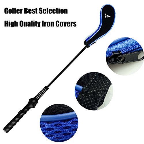 Aree Golf Club Covers,Neoprene Zippered Headcover For Golf Club Iron Head Covers Set For All Standard Clubs 10 PCS