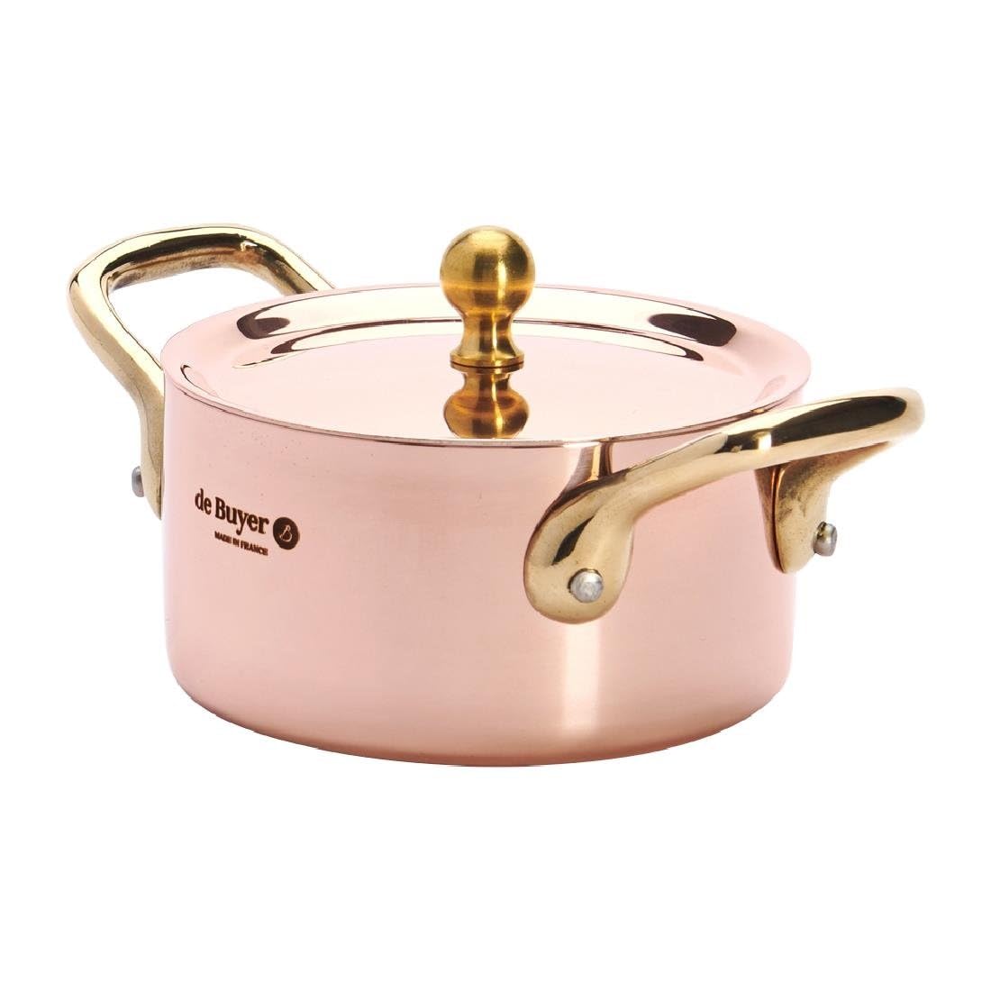 De Buyer Copper/Stainless Steel Mini Stewing Pot with Lid, 10 cm, Brown