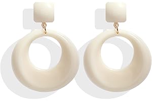 AONKLOT Retro 70s Earrings for Women Acrylic Hoops Earrings Circle Dangle Earrings 70s Jewelry for Girls Lady Earrings