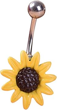 Belle Fleur De Tournesol Barre Nombril Piercing Nombril Body Piercing Bijoux Amazon Fr Beaute Et Parfum