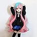 1/3 BJD Doll Wig High Temperature Synthetic Long Soft Loosen Big Wavy Pink Blue Ombre Blonde Fiber Hair Wig BJD Doll Wigs for 1/3 1/4 1/6 1/8 BJD SD Doll(TF2513-88-T2311)