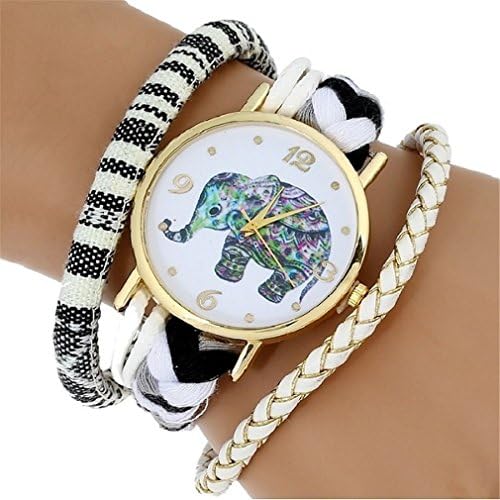 Ethnic Women Watch Fashion Wristwatch Peruvian Bracelet Magnet Brooch Quartz Clock White
