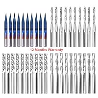 40Pcs End Mill Bits Set 1/8" Shank, mcwdoit CNC Router Bits Cutter Cutting Milling Tool (4 Type, Each 10Pcs) Including Flat Nose/Ball Nose End Mill, 20° V-shape Engraving Bits and 4 Flutes End Mill