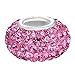 BoRuo Charms 925 Sterling Silver Czech Crystal Pink Glass Ball Beads Spacers Solid Core Charm Fit Pandora Bracelets.