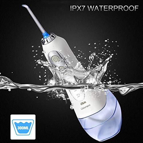 Water Flosser, Cbiumpro 300 ML Professional Cordless Water Flosser Portable Rechargeable Electric Oral Irrigator Teech Cleaner IPX7 Waterproof Dental Water Flosser with 8 Jet Tips, Travel Pouch - Thumbnail 7