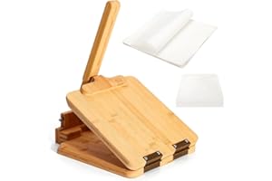 Bamboo Wooden Tortilla Press, Flour Tortilla Press Corn Rotis Tool with 60pcs Parchment Paper Traditional Kitchen Tool for Ho