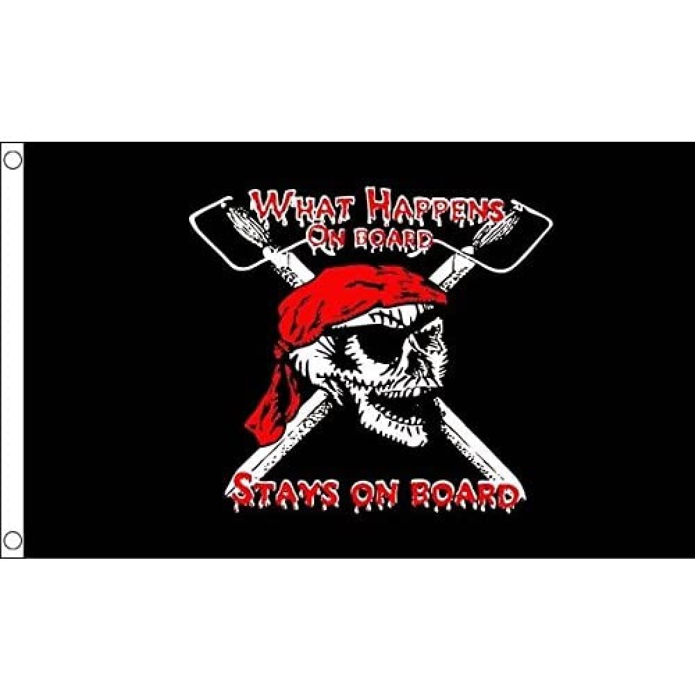 AZ FLAG - Pirate What Happens On Board Flag - 3x5 Ft - 100D Polyester Pirates Banner with Two Metal Grommets - Fade Resistant - Vivid Colors - 3' x 5' Feet - 150x90 Cm