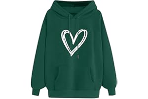 WIYUQEEN Cute Hoodies for Women Teen Girls Heart Graphic Sweatshirt Oversized Y2K Fashion Pullover Pocket Hooded Fall Tops