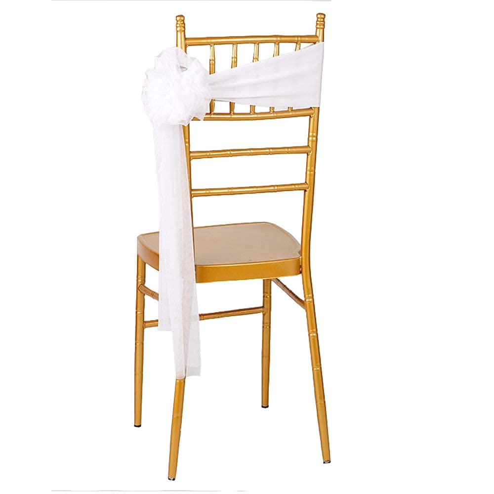 iEventStar 10pcs Spandex Stretch Ready to Use Chair Sashes Bow Bows for Beach Wedding Party Decoration (White)