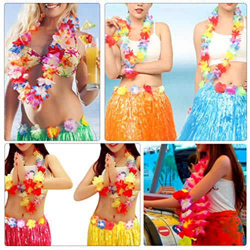 baotongle 60pcs Hawaiian Leis Set, Hawaiian Leis Hawaiian Headband Flowers Flowers Necklaces 12 Random Color Flower Hair Clips for Party Supplies, Hawaiian Luau Decorations, Summer Beach Vacation, Tropical themed Party Favors, Birthday, Wedding