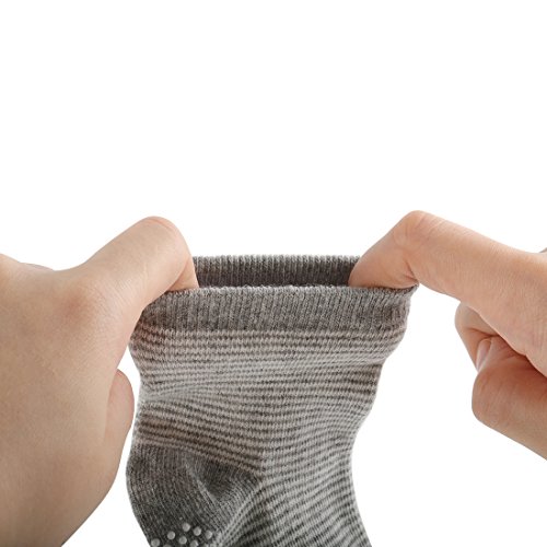 6 Pairs Anti Slip Soft Cotton Ankle Toddler Socks Non Skid Grip Walkers Crew Socks for Baby Boys Girls 12-36 Month - Thumbnail 5