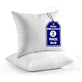 QUBA LINEN 18 x 18 Throw Pillow Insert - Pack of 2 White, Down Alternative Pillow Inserts for Decorative Pillow Covers, Throw Pillows for Bed, Couch Pillows for Living Room (Pack of 2)