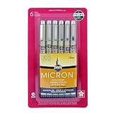 Sakura Pigma 50033 Micron Blister Card Ink Pen Set, Black, 003 Black 6CT