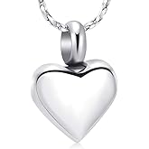 Imrsanl Small Heart Urn Necklace for Ashes Cremation Jewelry for Women Stainless Steel Pendant Memorial Ash Holder Loved Ones Keepsake