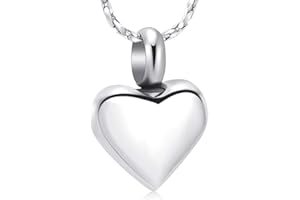 Imrsanl Small Heart Cremation Urn Necklace for Ashes Stainless Steel Memorial Ash Pendant Keepsake Jewelry