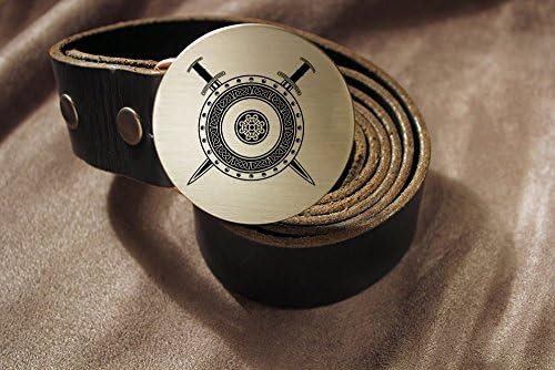 Viking Sword & Shield NORSE CELTIC Etched Metal Belt Buckle