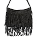 Celebrity Fringe Tassel Faux Suede Shoulder Messenger Cross Body Tote Handbag