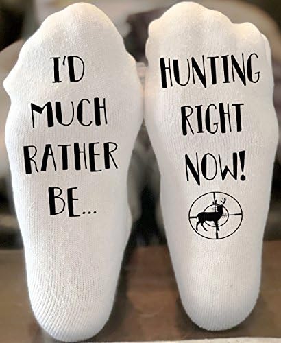 I'd Much Rather Be Hunting Right Now Funny Novelty Funky Crew Socks Men Women Christmas Gifts Slipper Socks Dad Gift Grandpa Gift