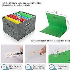 JSungo File Box with 5 Hanging Filing