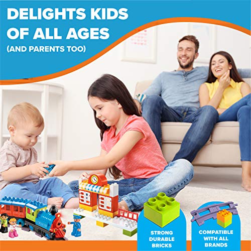 Minmi Motorized Train Set and Tracks Building Blocks - Battery Operated (107 Piece Set - Jumbo)