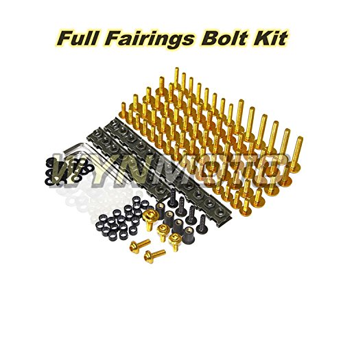 WYNMOTO US Stock Complete Motorcycle Fairing Aluminum Fasteners Bolt Kit For Honda CBR600RR F5 2003 2004 New Body Screws Hardware Clips (Gold)