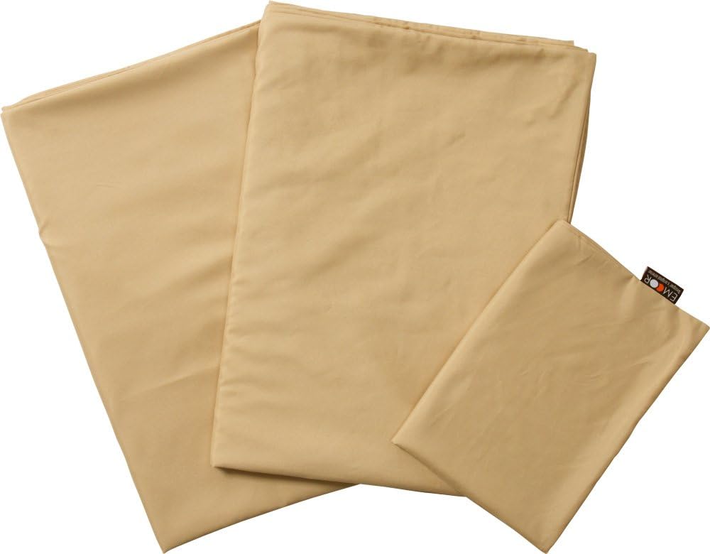EMOOR 100% Polyester 3-Piece Cover Set for Japanese Futon (Comforter Cover, Futon Mattress Cover and Pillowcase), Twin Size, Beige