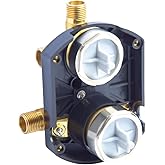 R22000-WS Universal Rough-In Shower Valve with Diverter – 3-Way/6-Way Settings, Screwdriver Stops Included – Solid Brass Rough Valve Compatible with Major Brands Custom Trim Kits
