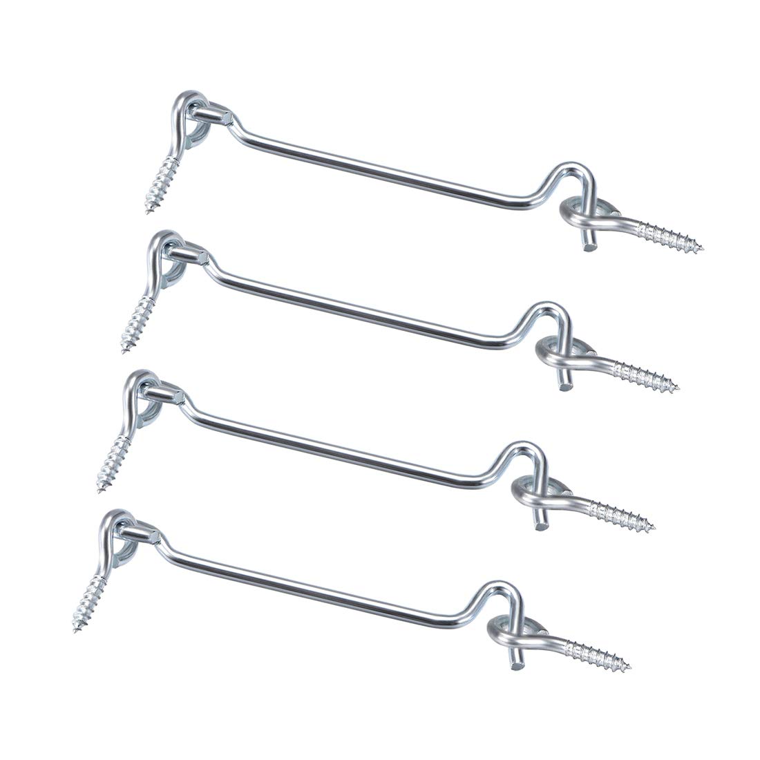 sourcing map 4" Cabin Eye Latch Gate Door Swivel Hook, for Wood Window Door with Mounting Screws 4pcs