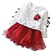 2 - Piece Baby Girls Long Sleeve Princess Flower Dress, Red, 6M