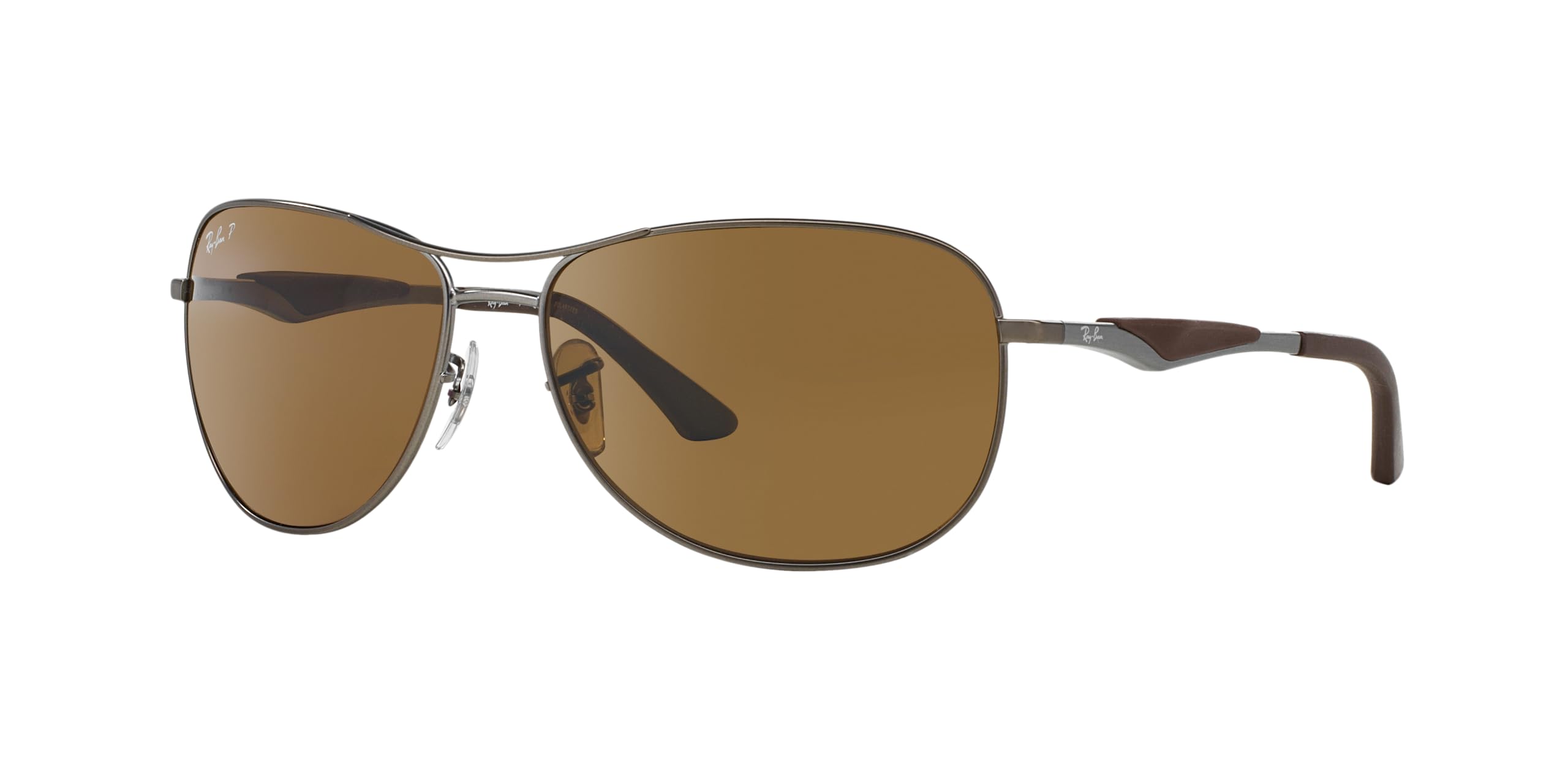 Photo 1 of Ray-Ban Men's RB3519 Aviator Sunglasses, Matte Gunmetal/Brown Polarized, 59 mm