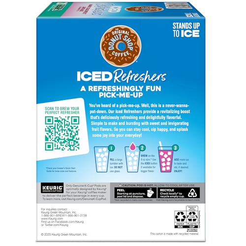 THE ORIGINAL DONUT SHOP ICED REFRESHERS, MANGO DRAGONFRUIT LEMONADE FLAVOR, KEURIG SINGLE SERVE K-CUP PODS, 20 COUNT