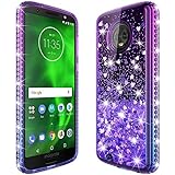 Moto G6 Case, LK [Gradient Quicksand Series] Glitter Liquid Floating Flowing Sparkle Flexible TPU Bling Diamond Clear Protective Case for Motorola Moto G6 - Purple