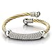 COOLSTEELANDBEYOND Stainless Steel Twisted Cable Cuff Bangle Bracelet for Mens for Women Silver Gold Two-Tone Polished