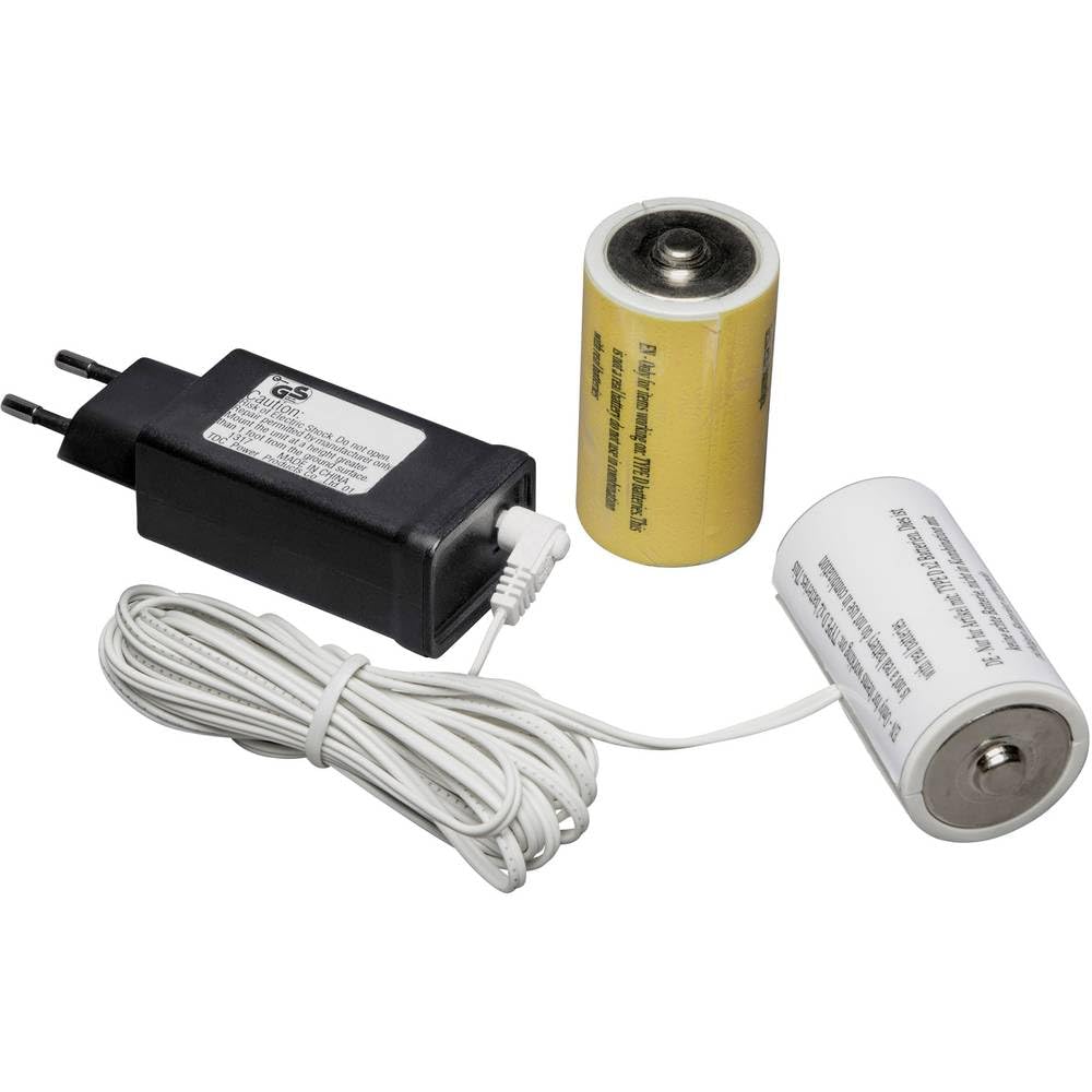 Konstsmide Christmas Lights Battery Eliminator/Power Adapter Products 2 x D 1.5V Batteries 3V/White Cable 3m, 5182-000
