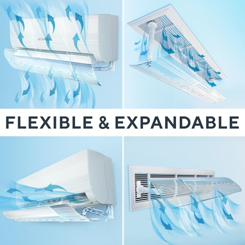 NO DRILL AC Vent Cover Adjustable 56-102.5 CM, AC Air Deflector, Split AC Air Flow Deflector, Central AC Deflector, AC Vent Deflector for Registers Grilles and Air Conditioner Vents