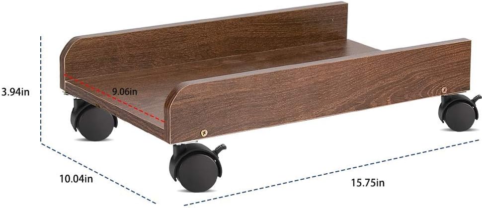 Liitrton Mobile CPU Stand with Locking Caster Wheels Wooden Computer Tower Stand Desktop Rolling PC Stand (No Rear Protection, Brown): Home Audio & Theater