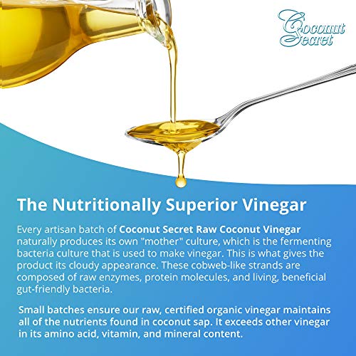Coconut Secret Raw Coconut Vinegar - 1 Gallon - Rich in Vitamins & Amino Acids - Organic, Vegan, Non-GMO, Gluten-Free, Kosher - Keto, Paleo, Whole 30 - 256 Servings