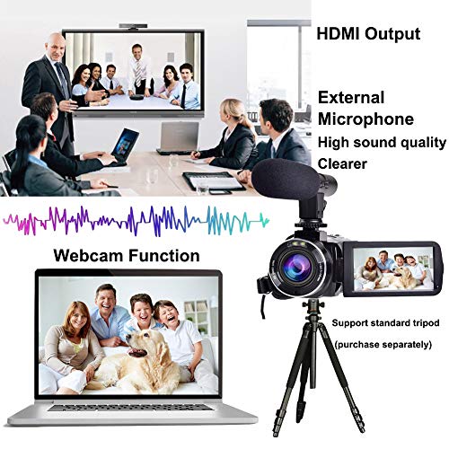 Camcorders Video Camera, Vlogging Camera for YouTube 2.7K Full HD 30MP 18X Digital Zoom Camcorder with Microphone 3.0 Inch IPS Touch Screen