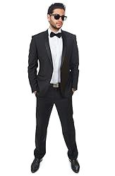 AZAR MAN Slim Fit Men Shawl Lapel Tuxedo Black 1