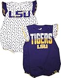 LSU Tigers GIRLS 2pc Creeper Bodysuit Dots Set Infant baby