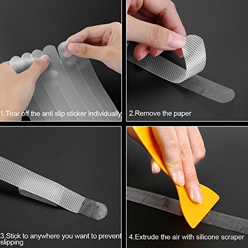 Wild Tribe 24 Pcs 15" Anti-slip Strips Shower Stickers Bath Safety Strips Transparent Non Slip Strips Stickers for Bathtubs Showers Stairs and Floors