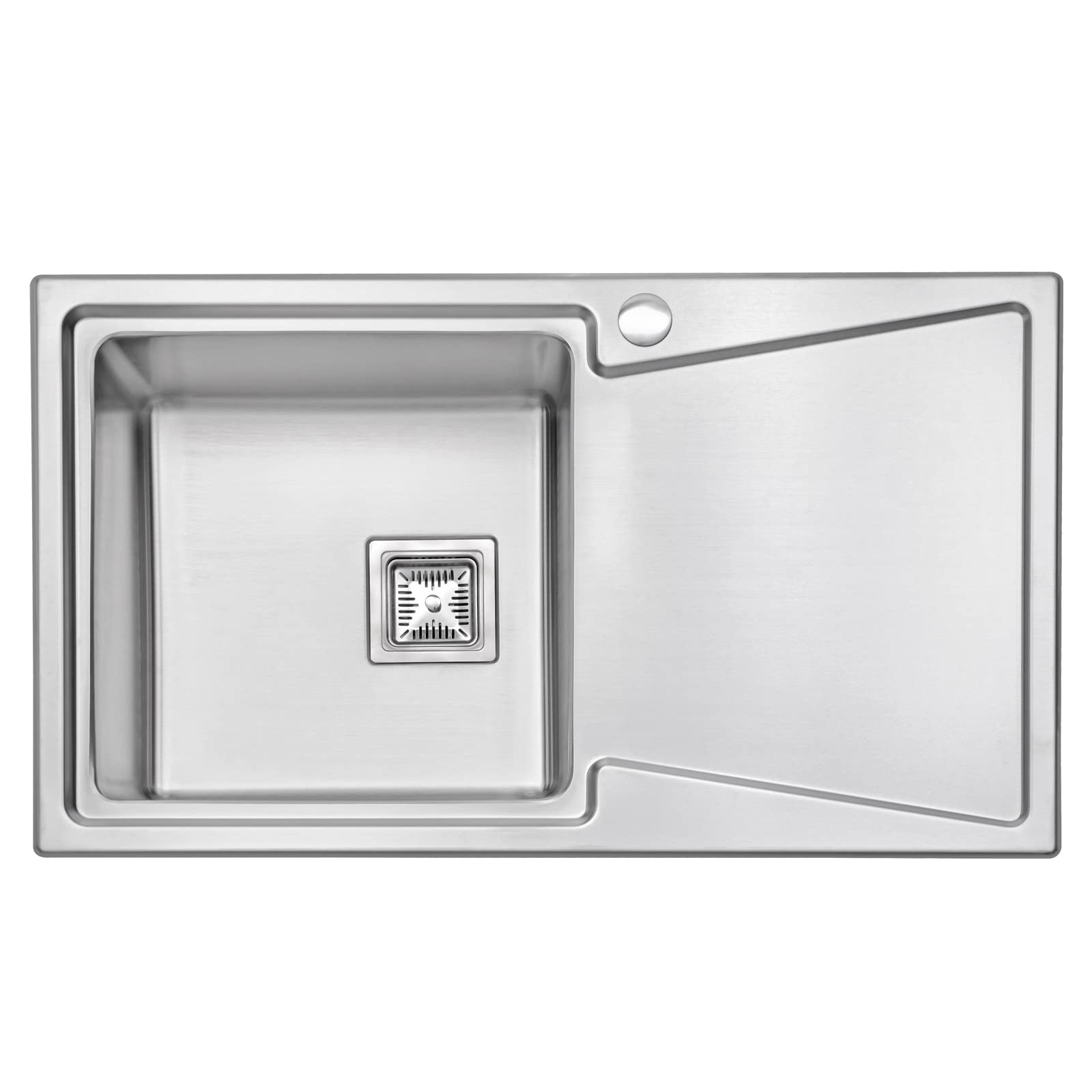 JASSFERRY Brilliant Inset Kitchen Sink 1.2 mm Thickness Stainless Steel Single 1.0 Large Rectangle Bowl Right Hand Drainer Square Strainer Plug Waste Pipe Kit