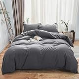 SORMAG Duvet Cover Queen Gray Microfiber with Zipper Close Duvet Cover Set 3 Piece (90x90)