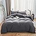 SORMAG Duvet Cover Queen Gray Microfiber with Zipper Close Duvet Cover Set 3 Piece (90x90)