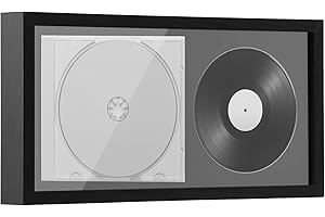 FALESOUL CD Display Frame for CD Cases and Discs with EVA Foam Lining and Black Flocked Fabric, Wall and Countertop Display, 