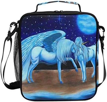 Unicorn Love Lunch Bag Womens Insulated Lunch Tote Containers Zipper Square Lunch Box for Kids Men Adults Boys Girls