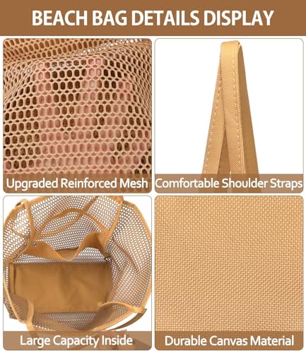 LBOYLOVE® Mesh Tote Bag, Beach Tote Bag for Women, Foldable 23L Shoulder Mesh Beach Bag