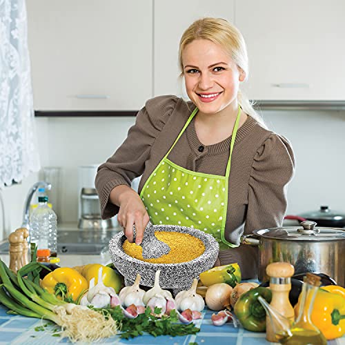 Granite Mortar and Pestle Set Guacamole Bowl Molcajete 8 Inch Natural