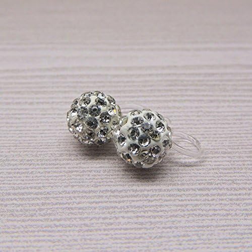 Invisible Clip On Earrings 10mm Round Pave Set Clear Glass Rhinestones