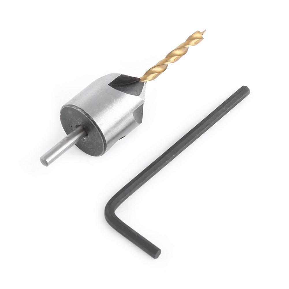 Carbon Steel Countersink Drill Bit Woodworking Countersink Chamfer with Hex Key(3mm)